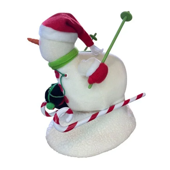 Hallmark Swooshin Duo Animated Musical Light Up Plush Snowman Penguin Skiing Jin - Picture 16 of 16